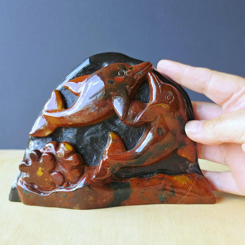 Agate & Quartz Dolphin Carving | Dolphins At Play