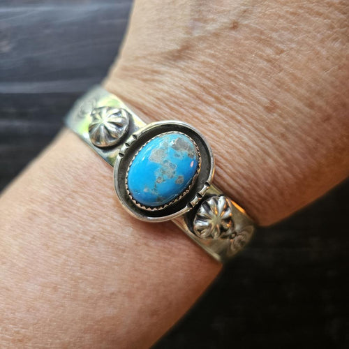 Kingman Turquoise Sterling Silver Cuff | Native Art