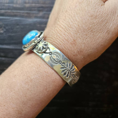 Kingman Turquoise Sterling Silver Cuff | Native Art