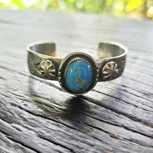 Kingman Turquoise Sterling Silver Cuff | Native Art