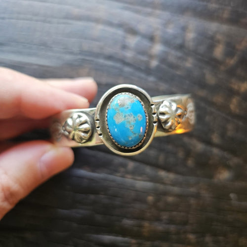 Kingman Turquoise Sterling Silver Cuff | Native Art