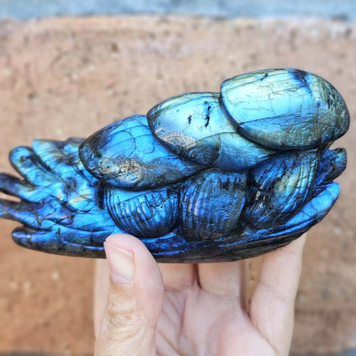 Labradorite Mushroom Carving | Flashcap Trio