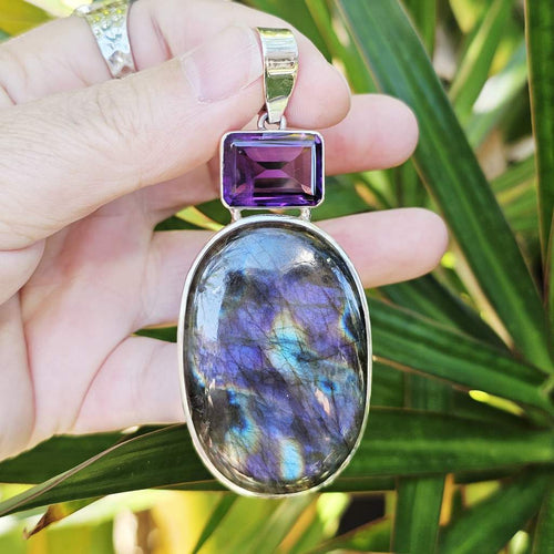 Labradorite & Amethyst Pendant | Amethyst Eclipse