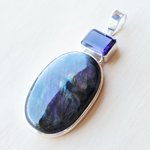 Labradorite & Amethyst Pendant | Amethyst Eclipse