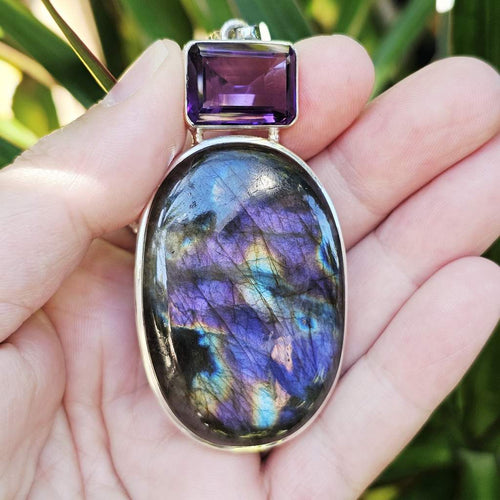 Labradorite & Amethyst Pendant | Amethyst Eclipse