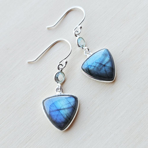 Labradorite & Blue Topaz Earrings | Clarity & Vision