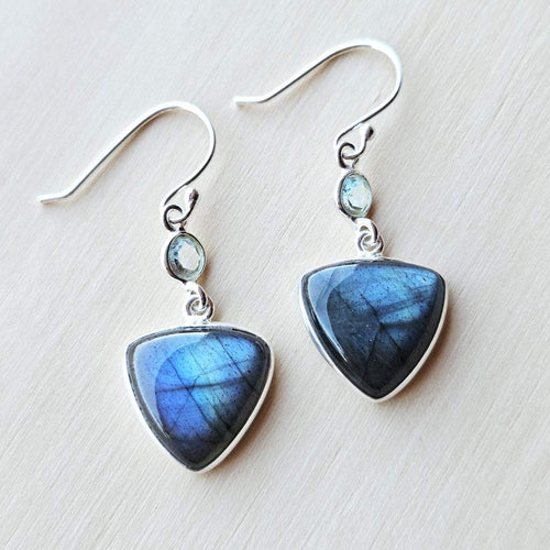 Labradorite & Blue Topaz Earrings | Clarity & Vision