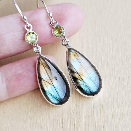Labradorite & Faceted Peridot Earrings | Energy Burst