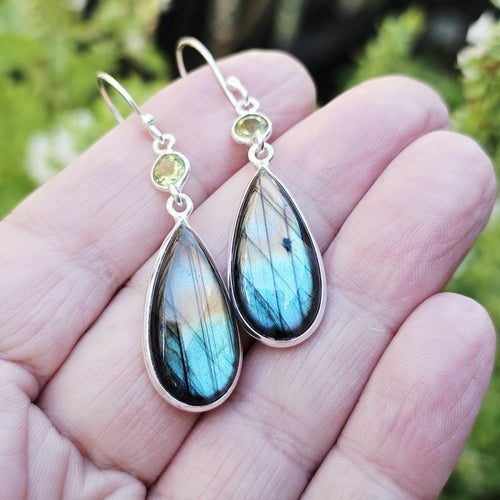 Labradorite & Faceted Peridot Earrings | Energy Burst