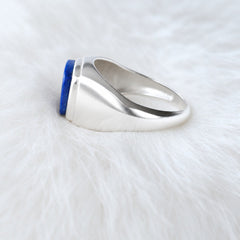 Men’s Lapis Lazuli Sleek Signet Ring – Sterling Silver