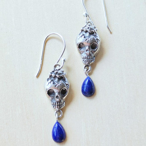 Lapis Lazuli Skull Earrings | Ancient Soul