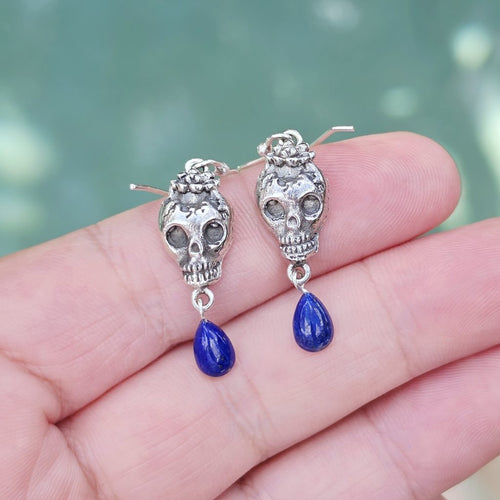 Lapis Lazuli Skull Earrings | Ancient Soul