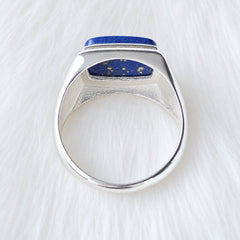 Men’s Lapis Lazuli Sleek Signet Ring – Sterling Silver