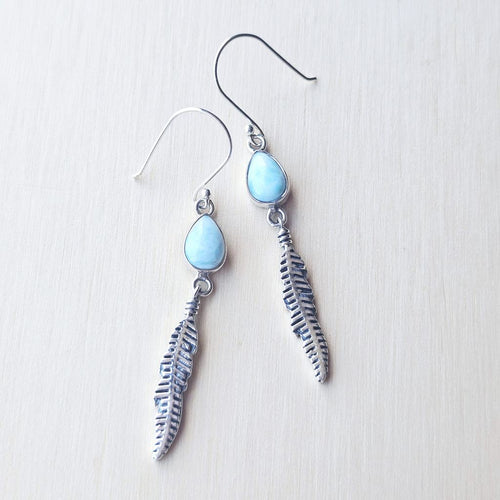 Larimar Feather Earrings | Spirit Flight