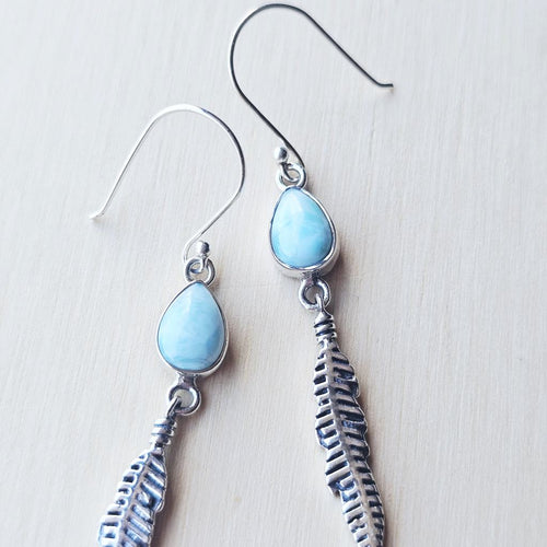 Larimar Feather Earrings | Spirit Flight
