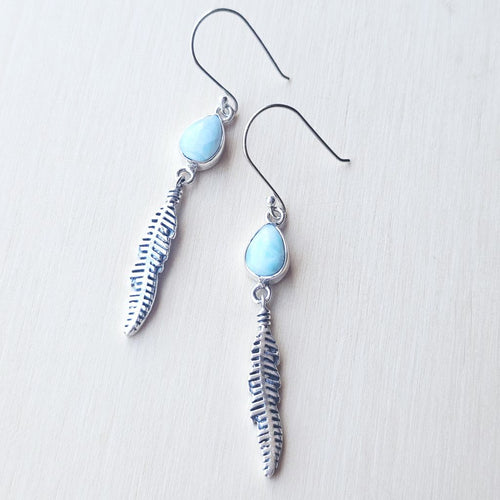Larimar Feather Earrings | Spirit Flight