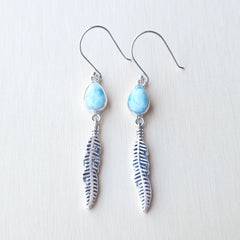 Larimar Feather Earrings | Spirit Guide