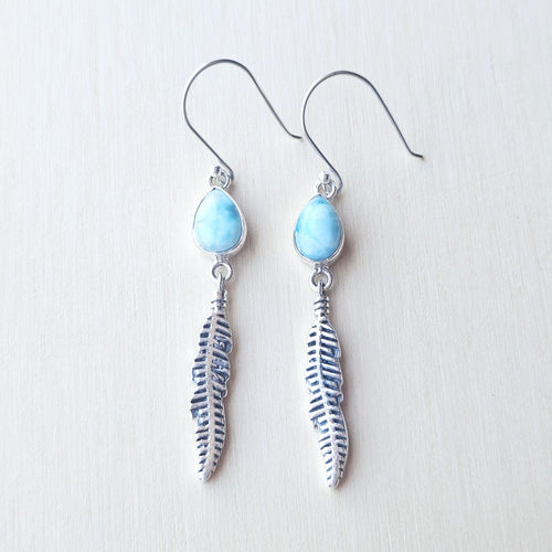Larimar Feather Earrings | Spirit Guide