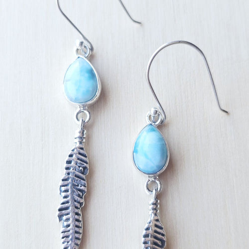 Larimar Feather Earrings | Spirit Guide