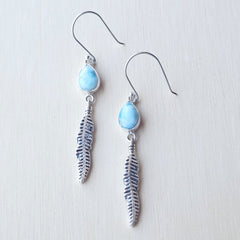 Larimar Feather Earrings | Spirit Guide