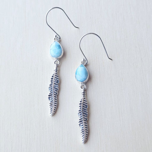 Larimar Feather Earrings | Spirit Guide