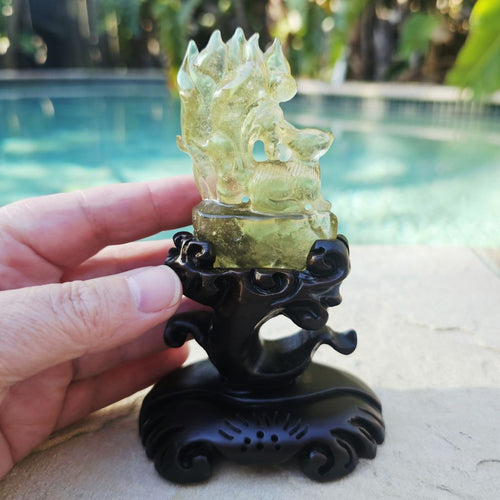 Libyan Desert Glass 9 Tail Fox Carving | Guardian Of 9