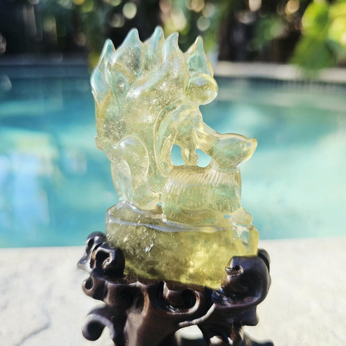 Libyan Desert Glass 9 Tail Fox Carving | Guardian Of 9