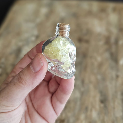 Luminous Lemon Quartz | Crystal Chip Skull Bottles