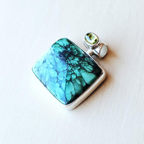 Malachite (velvet) & Peridot Pendant | Heart Of Renewal
