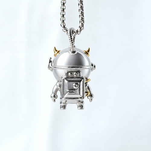 Muonionalusta Meteorite Spaceman Pendant | Titanium Necklace