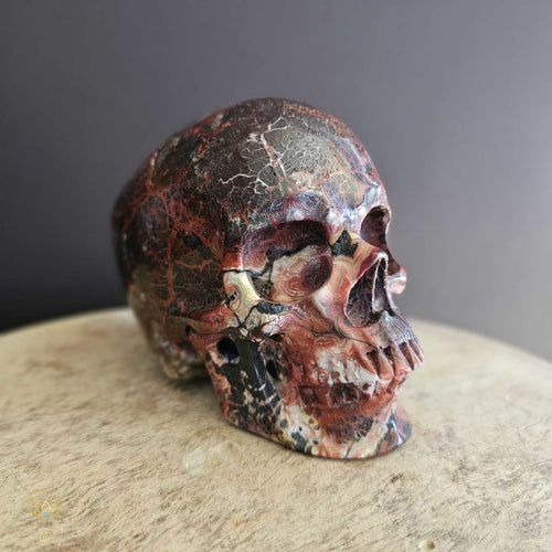 Mexican Crazy Lace Agate Skull | Frequency Of Joy