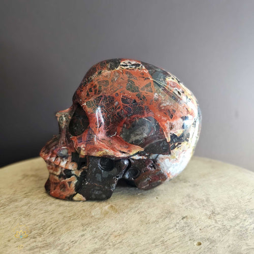 Mexican Crazy Lace Agate Skull | Frequency Of Joy