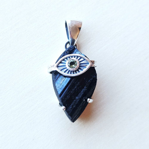 Moldavite & Black Tourmaline Pendant | Core Alignment
