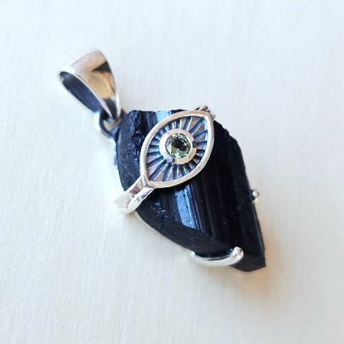 Moldavite & Black Tourmaline Pendant | Core Alignment