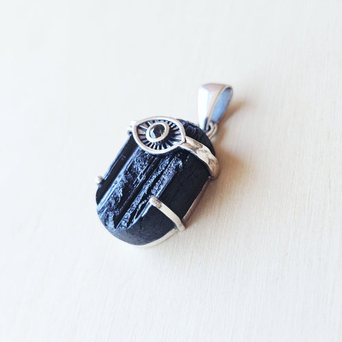 Moldavite & Black Tourmaline Pendant | Core Alignment