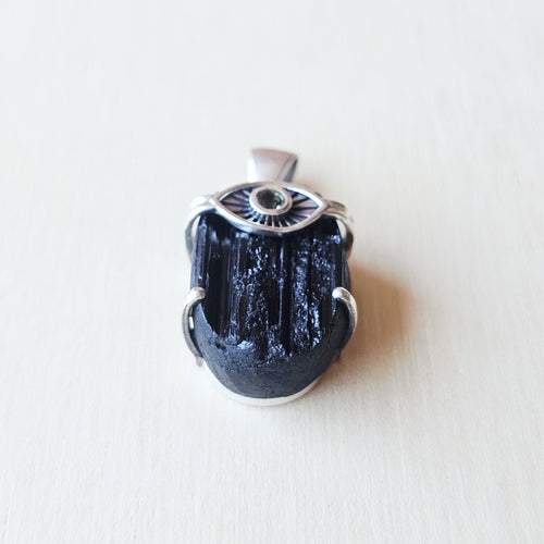 Moldavite & Black Tourmaline Pendant | Core Alignment