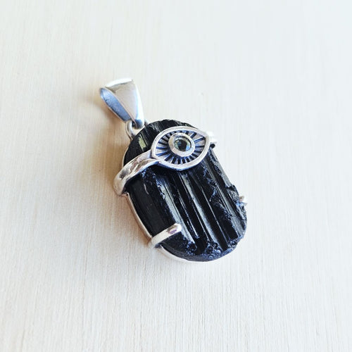 Moldavite & Black Tourmaline Pendant | Cosmic Catalyst