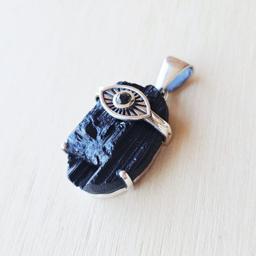 Moldavite & Black Tourmaline Pendant | Cosmic Catalyst