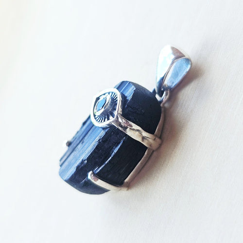 Moldavite & Black Tourmaline Pendant | Cosmic Catalyst