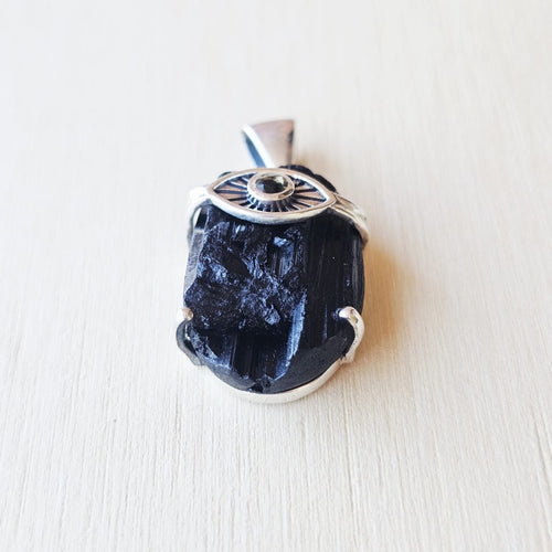 Moldavite & Black Tourmaline Pendant | Cosmic Catalyst