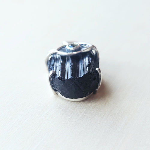 Moldavite & Black Tourmaline Pendant | Cosmic Catalyst