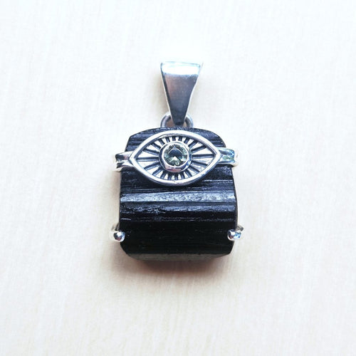 Moldavite & Black Tourmaline Pendant | Frequency Assist