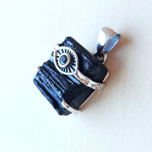 Moldavite & Black Tourmaline Pendant | Frequency Assist