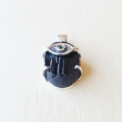 Moldavite & Black Tourmaline Pendant | Frequency Assist