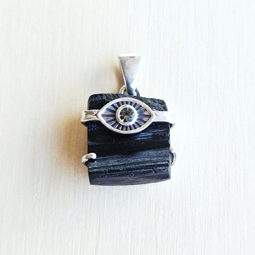 Moldavite & Black Tourmaline Pendant | Power Meets Purpose