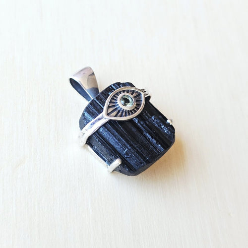 Moldavite & Black Tourmaline Pendant | Power Meets Purpose