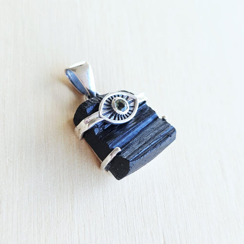 Moldavite & Black Tourmaline Pendant | Power Meets Purpose