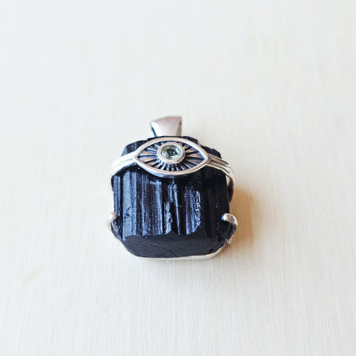 Moldavite & Black Tourmaline Pendant | Power Meets Purpose