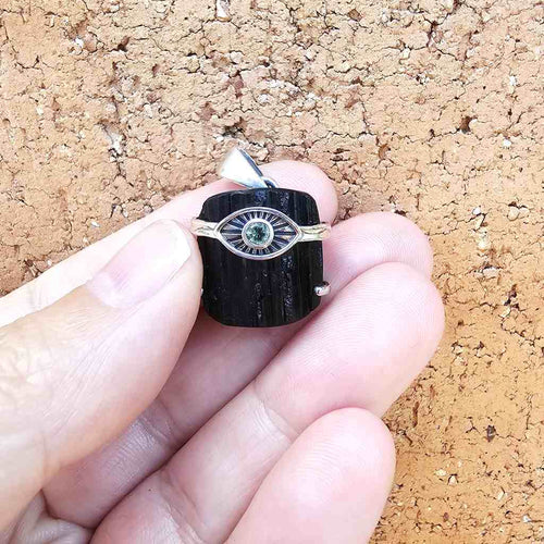 Moldavite & Black Tourmaline Pendant | Power Meets Purpose