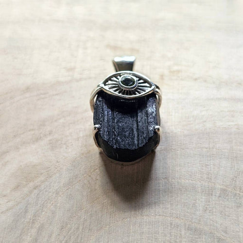 Moldavite & Black Tourmaline Pendant | Psychic Defense